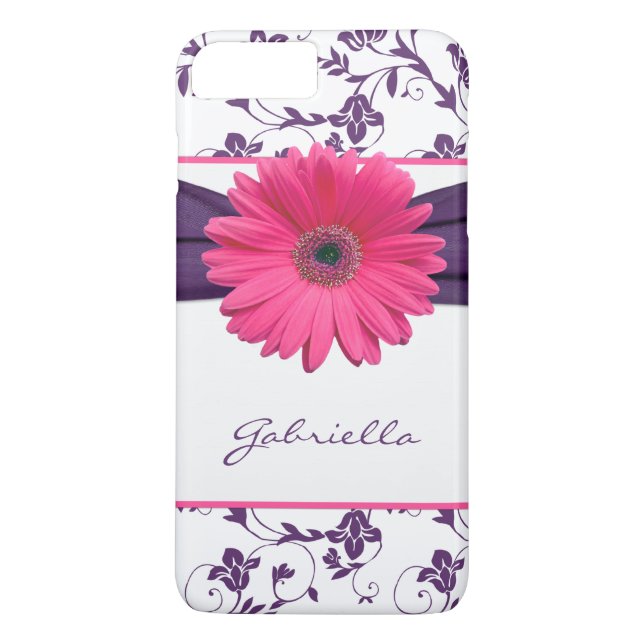 Purple Floral Damask Pink Gerber Daisy iPhone 6 ca Case-Mate iPhone Case (Back)