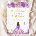 Purple Floral Dark Skin Girl Sweet Sixteen Card<br><div class="desc">This elegant and glamourous sweet sixteen birthday card can be personalised with a name or title such as daughter, granddaughter, niece, friend etc. The design features a beautiful princess with dark hair and dark skin in a purple ball gown. The text combines handwritten script and modern sans serif fonts for...</div>