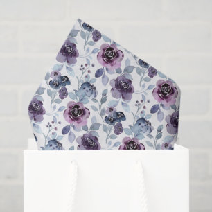 Purple Floral Decoupage Paper, Lavender Flowers Tissue Paper