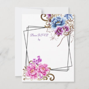 Purple Floral Delight RSVP Response Wedding Card