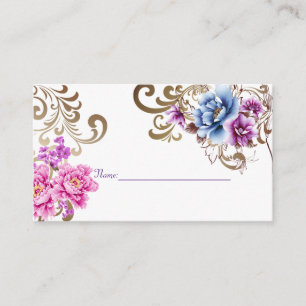 Purple Floral Delight Wedding Name Enclosure Card