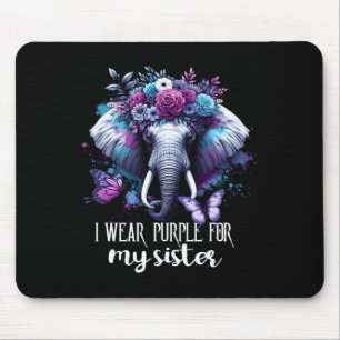 Purple Floral Dementia Tees Elephant Butterflies H Mouse Pad
