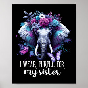 Purple Floral Dementia Tees Elephant Butterflies H Poster