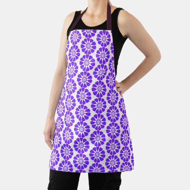 Purple Floral Design Apron (Insitu)