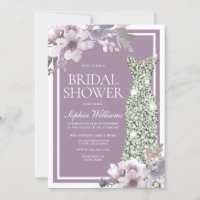 Purple Floral Diamond Dress Elegant Bridal Shower