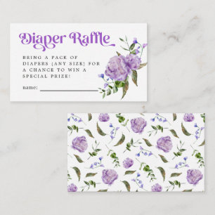 Purple Floral Diaper Raffle Ticket  Enclosure Card