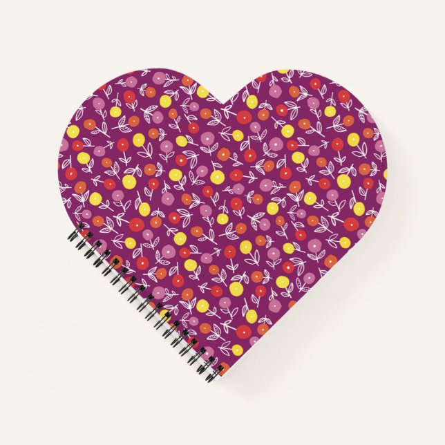 Purple Floral Ditsy Heart Notebook (Front)
