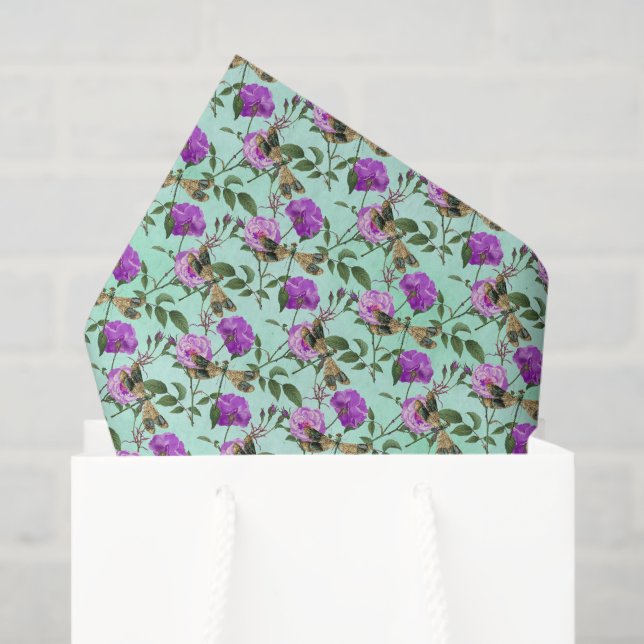 Purple Floral Dragonfly Tissue Paper (Gift Bag)