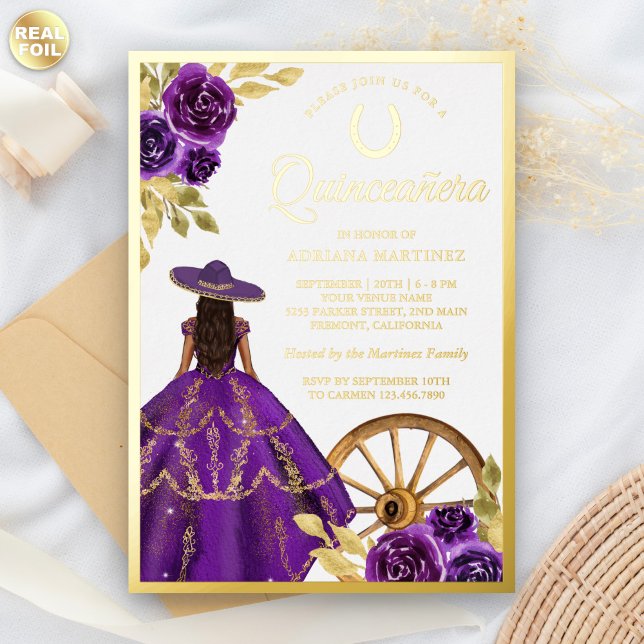 Purple Floral Dress Charro Quinceanera Gold (Creator Uploaded)