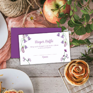 Purple Floral Eggplant Diaper Raffle Baby Shower  Enclosure Card
