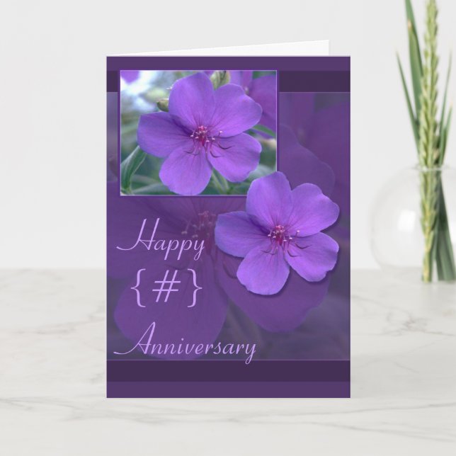 Purple Floral Elegance Anniversary Card (Front)
