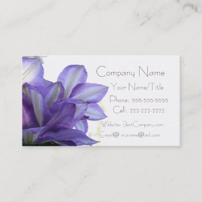 Purple Floral-Elegant Business Card (Front)