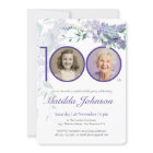 Purple Floral Elegant Custom Photo 100th Birthday 