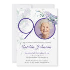 Purple Floral Elegant Custom Photo 90th Birthday