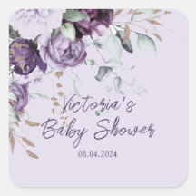 Purple Floral Elegant Customised Baby Shower