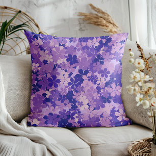 Purple Floral Elegant Violet Blossom Pattern Cushion