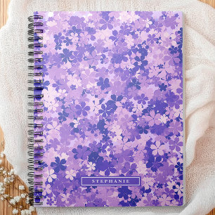 Purple Floral Elegant Violet Blossom Pattern Notebook