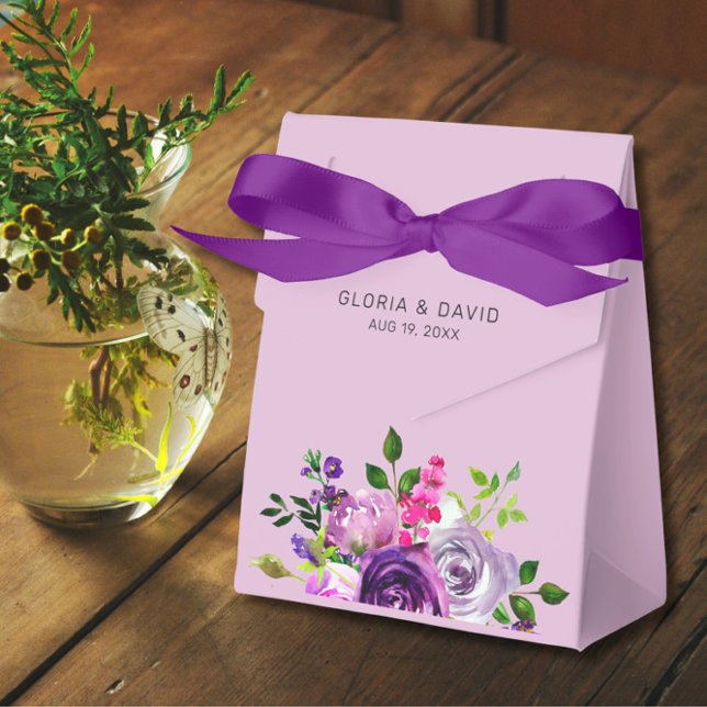 Purple Floral Elegant  Wedding  Favour Box (Creator Uploaded)