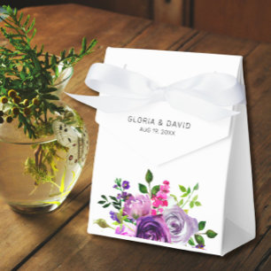 Purple Floral Elegant Wedding Favour Box
