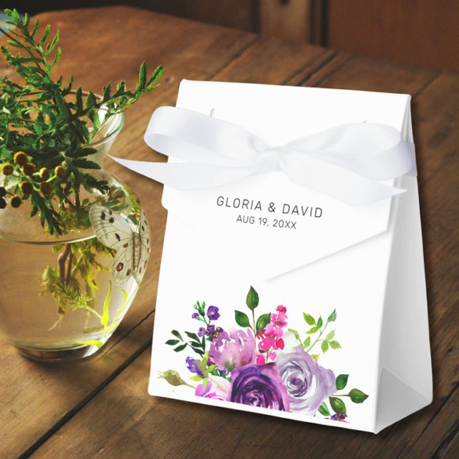 Purple Floral Elegant  Wedding  Favour Box (Creator Uploaded)