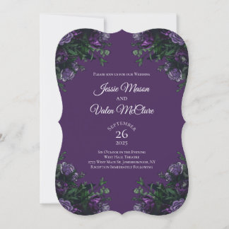 Purple Floral Elegant Wedding Gothic Invitation