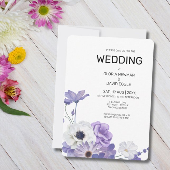 Purple Floral Elegant Wedding Invitation (Creator Uploaded)