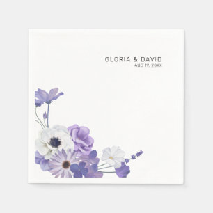 Purple Floral Elegant Wedding Napkin