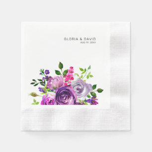 Purple Floral Elegant  Wedding  Napkin