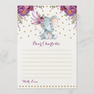 Purple Floral Elephant Time Capsule Message Card