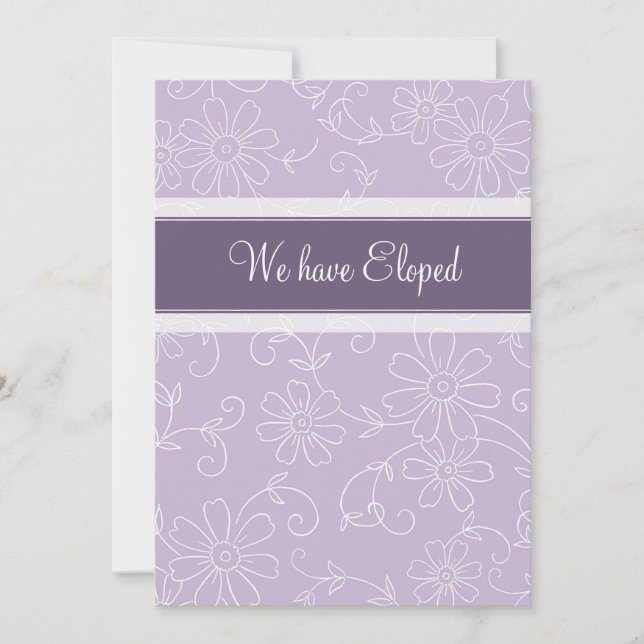 Purple Floral Elopement Announcement Cards (Front)