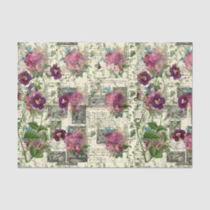 Purple Floral Ephemera Collage Tissue Paper