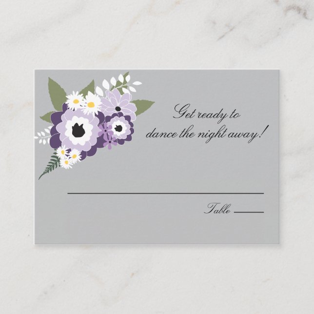Purple Floral | Escort Seating Card (Front)