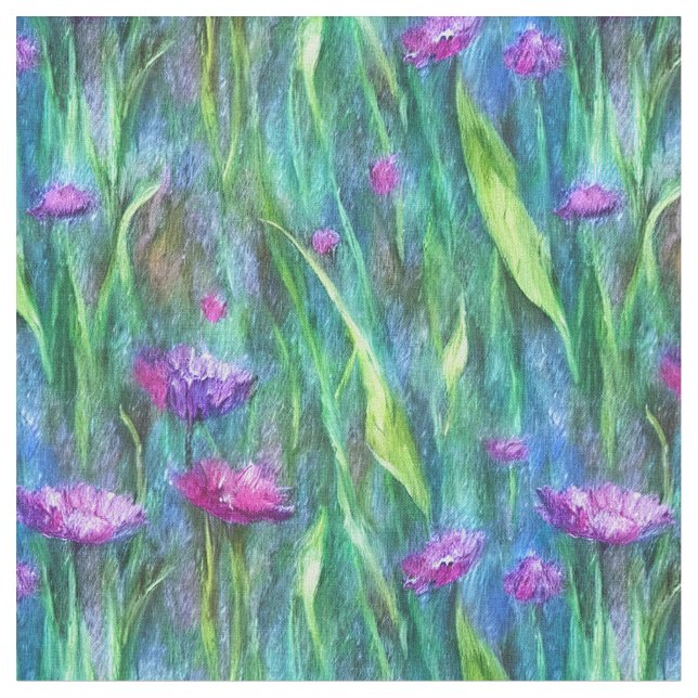 Purple Floral Fabric (Close Up)