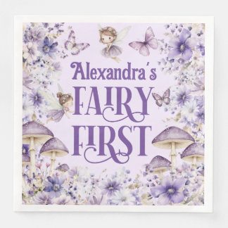 Purple Floral Fairy First Napkin