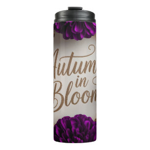 Purple Floral Flat Lay Script Autumn Lifestyle Art Thermal Tumbler