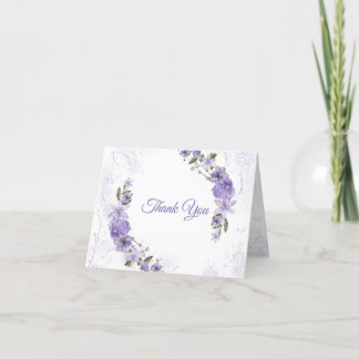 Purple Floral Folded Thank You Card