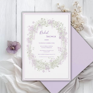 Purple Floral Frame Elegant  Bridal Shower  Invitation