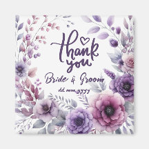 Purple Floral Frame Thank You Wedding Favors
