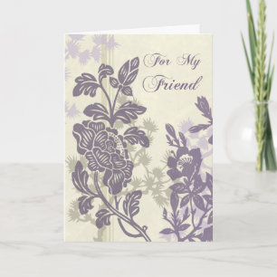Purple Floral Friend Bridesmaid Thank You Card