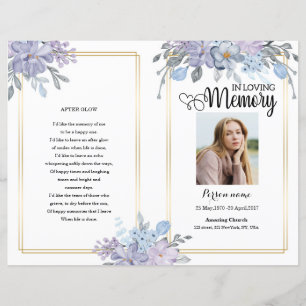Purple  floral  Funeral Program template