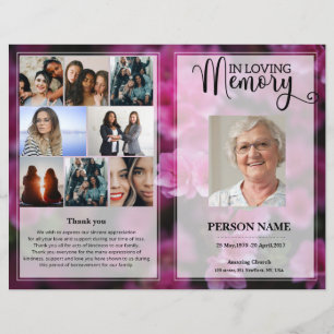 purple Floral Funeral Program template