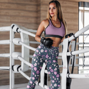 Purple Floral Garden Patterned Leggings