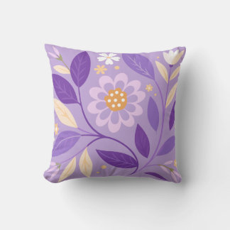 Purple Floral Garden Throw Pillow