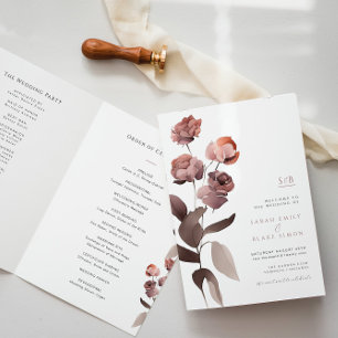 Purple Floral Garden Wedding Folded Program