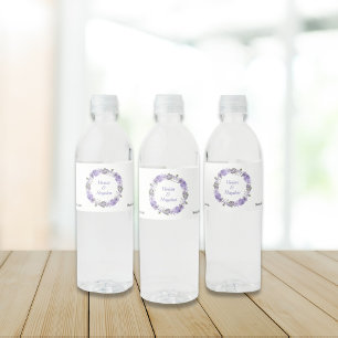 Purple Floral Garden Wedding Water Bottle Label