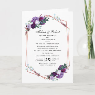 Purple Floral Geometric Bloom Wedding Invitation