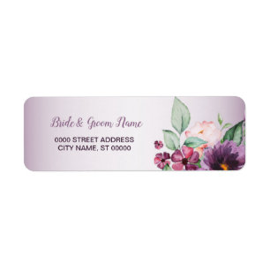 Purple Floral Geometric Greenery Return Address Label