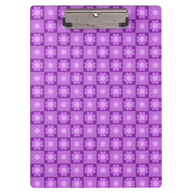 Purple Floral Geometric Pattern Clipboard (Front)