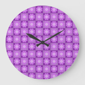 Purple Floral Geometric Pattern Large Clock
