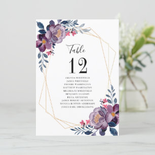 Purple Floral Geometric Table Number Wedding Seat